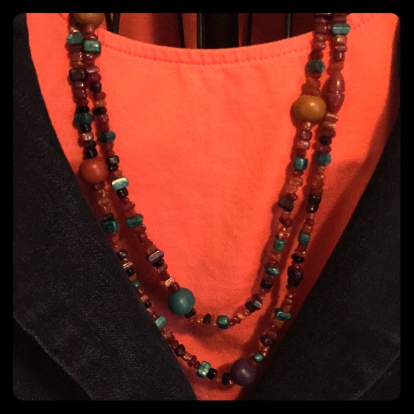 Jewelry - Beaded necklace natural stone and acrylic beads